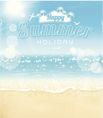 夏日沙滩沙滩阳光背景，矢量插图图片下载