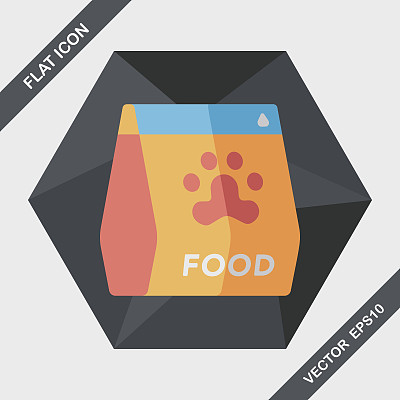 宠物狗粮平板图标与长影子，eps10图片下载