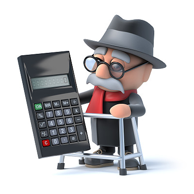 爷爷看着计算器图片下载