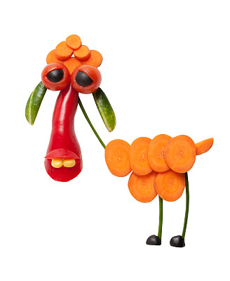 在孤立的背景下，用蔬菜做成的悲伤的绵羊图片下载