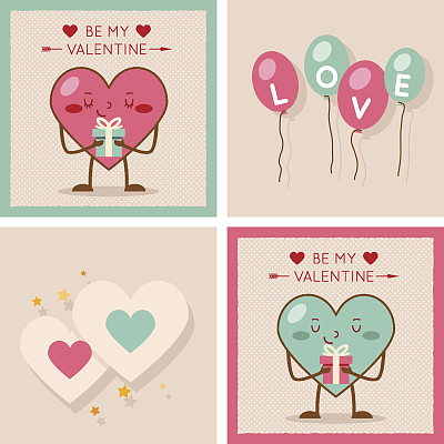 情人节心形礼物男孩女孩图标现代平面设计图片下载