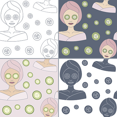 无缝模式与泰国按摩，水疗元素图片下载