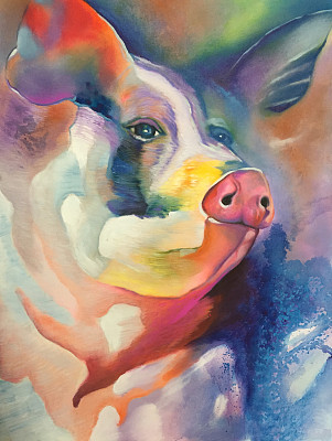 小猪抽象油画图片下载