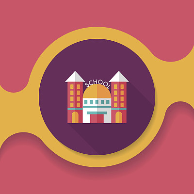 学校建筑平面图标与长影子，eps10图片下载