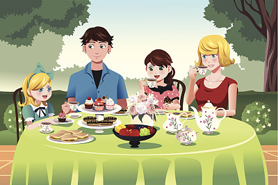 一家人在一起开茶话会图片下载