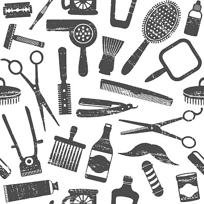 复古理发店相关无缝图案2图片下载