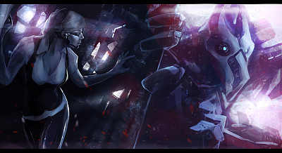 外星机器人怪物追女人。图片下载