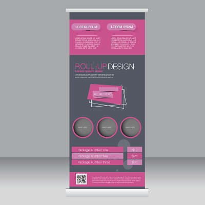 卷起横幅站模板。抽象的背景图片下载