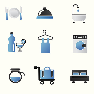 酒店的图标集,向量图片下载