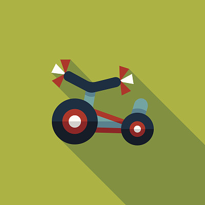 儿童三轮车平面图标与长影子，eps10图片下载