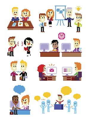 像素艺术办公室人员图片下载