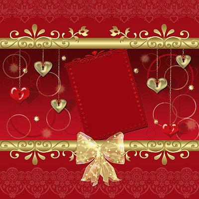 红色框架与心和元素图片下载