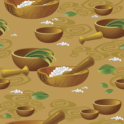 无缝模式与水疗配件磅和盐。图片下载