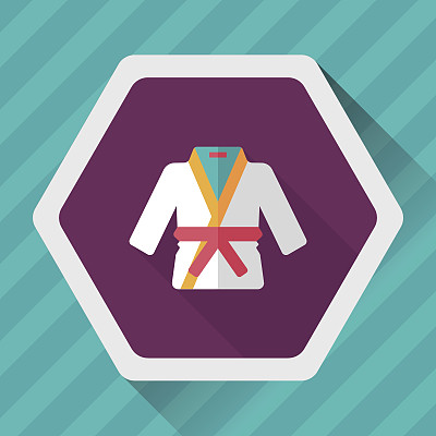 空手道套装扁平图标与长影子，eps10图片下载