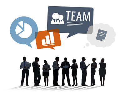 商业人士讨论商业问题的剪影图片下载