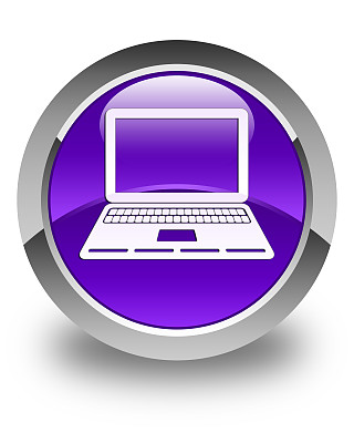 笔记本电脑图标光滑的紫色圆形按钮图片下载