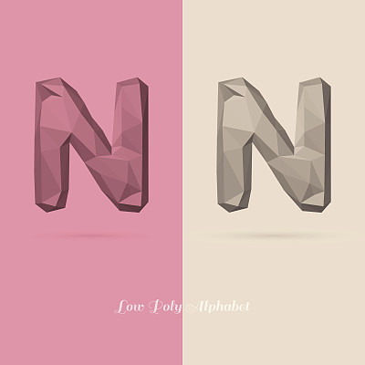 多边形扁平字母表字母N图片下载