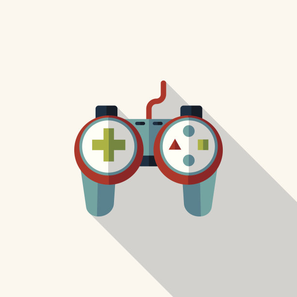 带长阴影的游戏控制器扁平图标图片下载