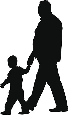 黑色剪影的家庭在白色的背景。向量图片下载