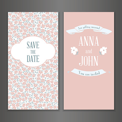 复古矢量花卡片模板在柔和的颜色图片下载