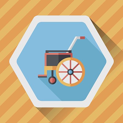 轮椅平面图标与长影子图片下载