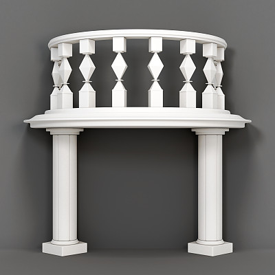 装饰阳台上的灰色背景。三维渲染图片下载