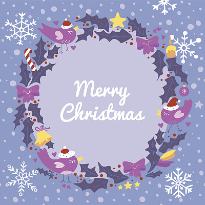 圣诞鸟花环图片下载