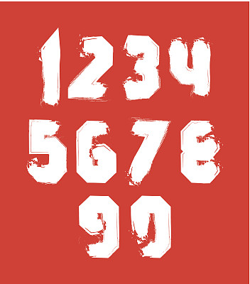 手写白色矢量畸形数字，时尚的数字设置绘制图片下载