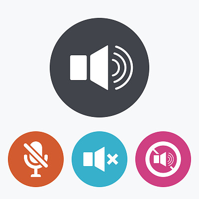 玩家控制图标。声音，麦克风和静音图片下载