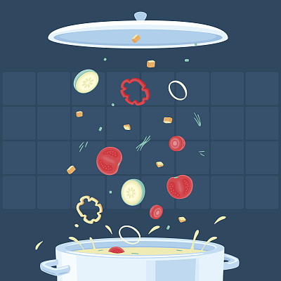 矢量插图烹饪汤图片下载