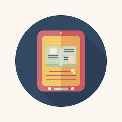 电子学习平面图标与长阴影，eps10图片下载