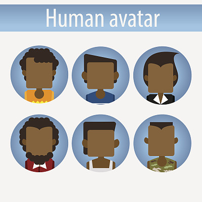 非洲男子头像（扁平风格）图片下载