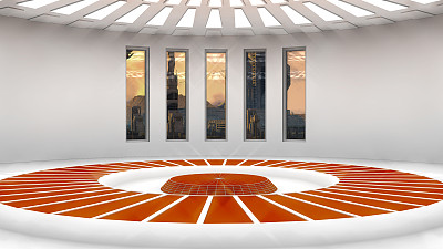 未来主义的室内和科幻城市图片下载