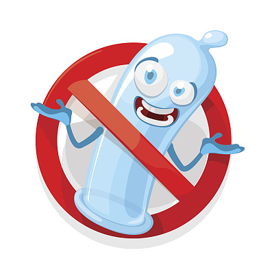 矢量卡通插图的避孕套吉祥物的角色图片下载