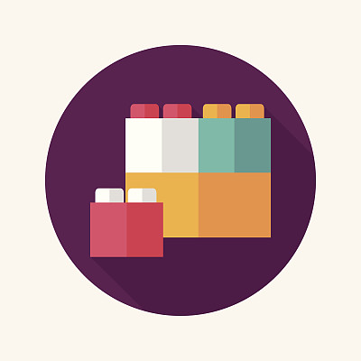 砖块玩具平面图标与长影子，eps10图片下载