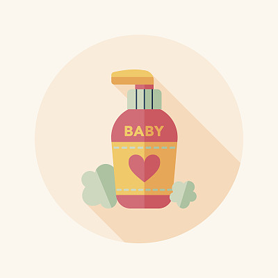 婴儿化妆品与长阴影平面图标，eps10图片下载