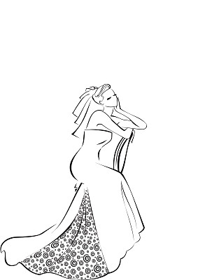 新娘坐在椅子上的侧面图片下载