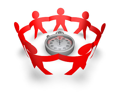 Eamwork概念与3d人手和时钟图片下载