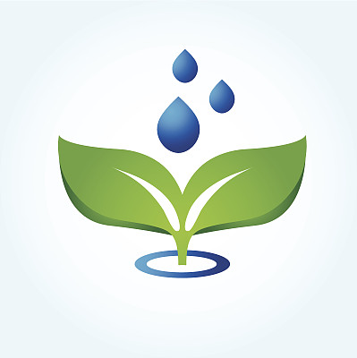 绿叶和雨滴的矢量图。生态的概念图片下载