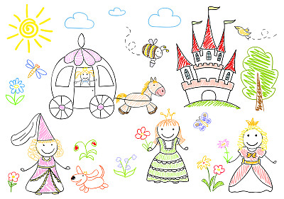 画着快乐公主的素描图片下载