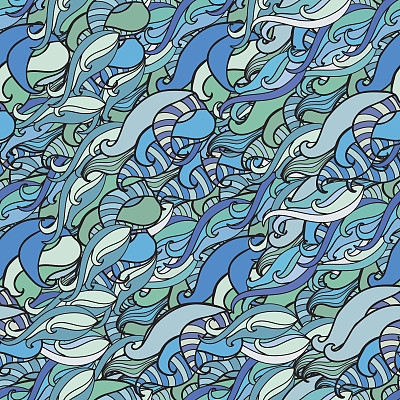 无缝抽象手绘波浪图案素材图片