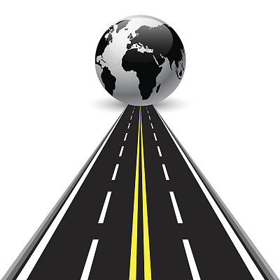在白色背景上的道路圆形地球图片下载
