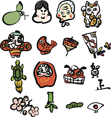 手描き縁起物イラスト图片下载