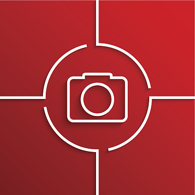 向量现代白色圆圈图标上的红色背景图片下载