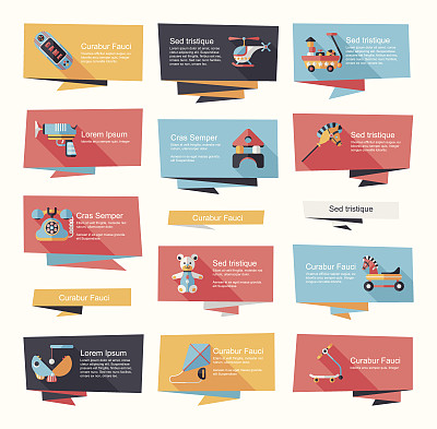 玩具平面横幅背景设置，eps10图片下载