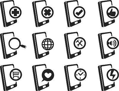 移动电话互联网矢量图标设置图片下载