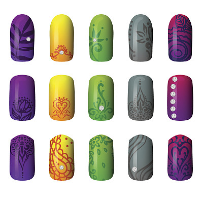 一套彩色的指甲。修指甲。图片下载