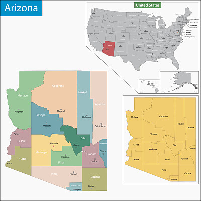 亚利桑那州的地图图片下载
