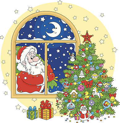 圣诞老人和圣诞树图片下载