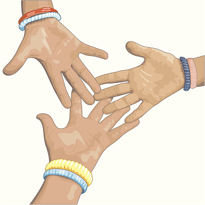 三只手放在白色的背景上图片下载